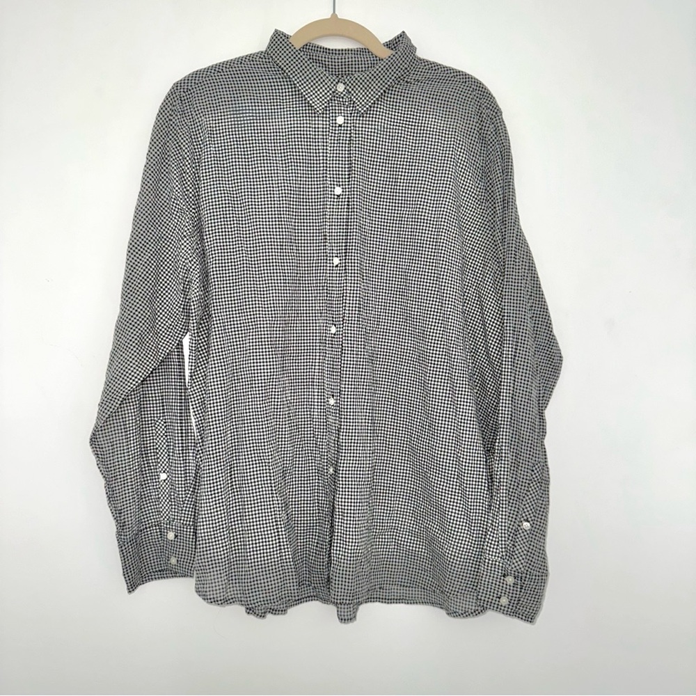 J. Crew Gingham lightweight Black and White Button Down Shirt size XL/22